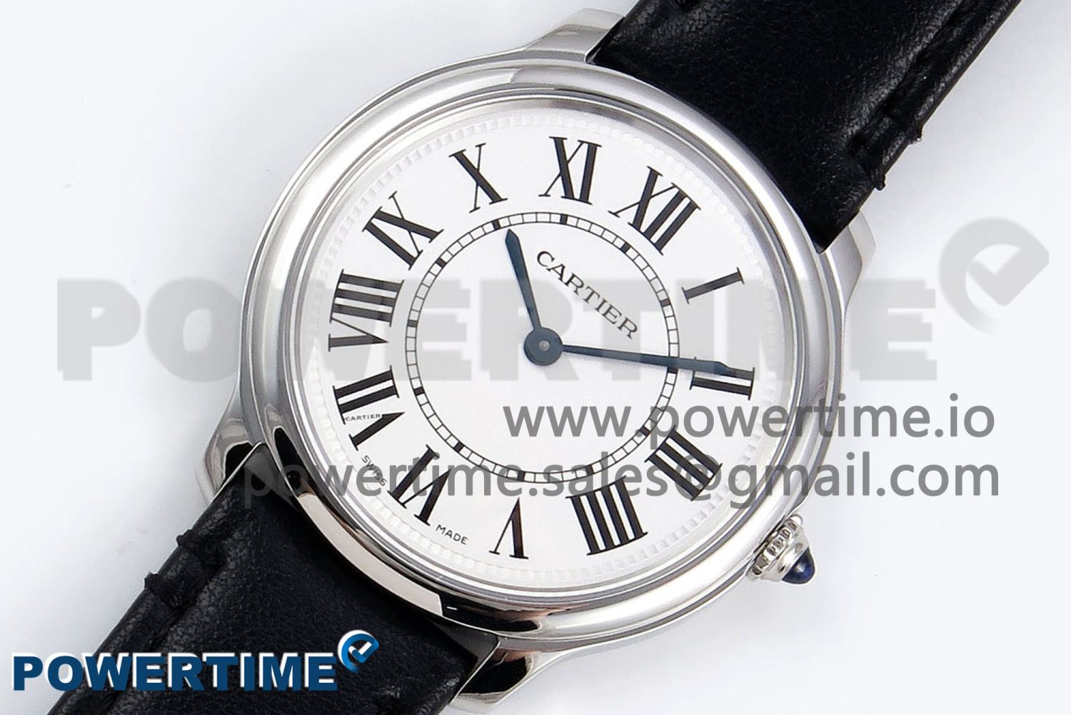 Ronde De Cartier 29mm DRF 1:1 Best Edition Sandblasted Silver-Plated White Dial on Black Leather Strap Ronda Quartz - Image 3