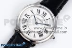 Ronde De Cartier 29mm DRF 1:1 Best Edition Sandblasted Silver-Plated White Dial on Black Leather Strap Ronda Quartz - Image 3