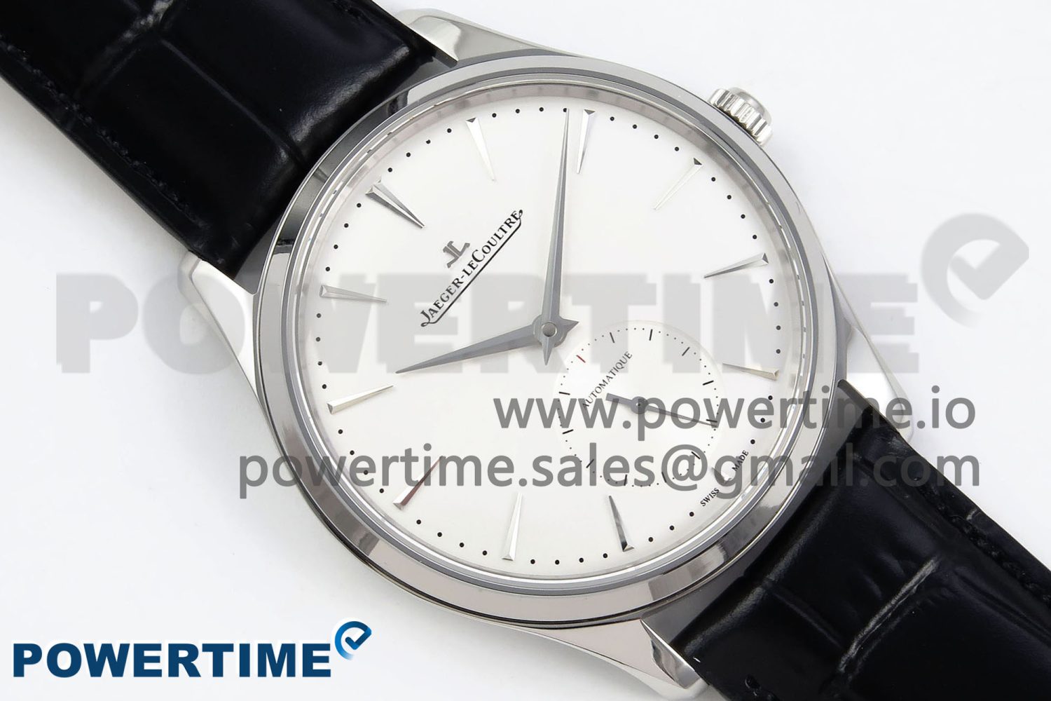 Master Ultra Thin Small Second SS APSF 1:1 Best Edition White Dial on Black Leather Strap SA896 Super Clone - Image 3
