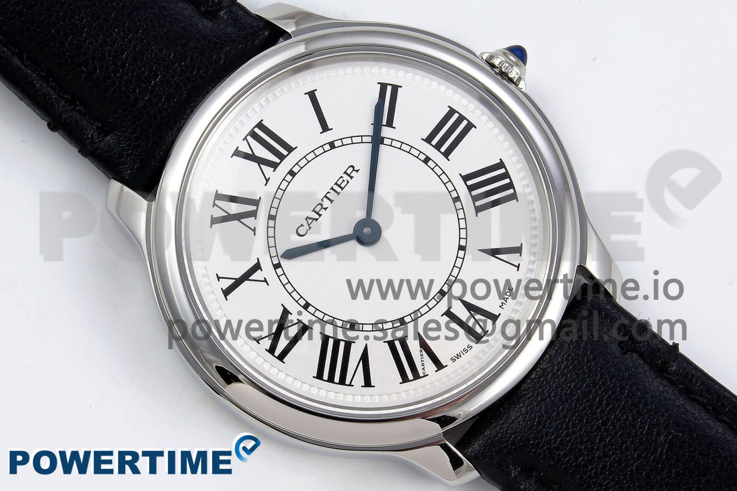 Ronde De Cartier 29mm DRF 1:1 Best Edition Sandblasted Silver-Plated White Dial on Black Leather Strap Ronda Quartz - Image 4