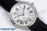 Ronde De Cartier 29mm DRF 1:1 Best Edition Sandblasted Silver-Plated White Dial on Black Leather Strap Ronda Quartz - Image 4