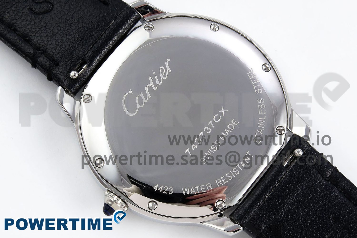 Ronde De Cartier 29mm DRF 1:1 Best Edition Sandblasted Silver-Plated White Dial on Black Leather Strap Ronda Quartz - Image 9