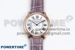 Ronde Louis Cartier 29mm RG DRF 1:1 Best Edition Sandblasted Beige Dial on Purple Leather Strap Ronda Quartz