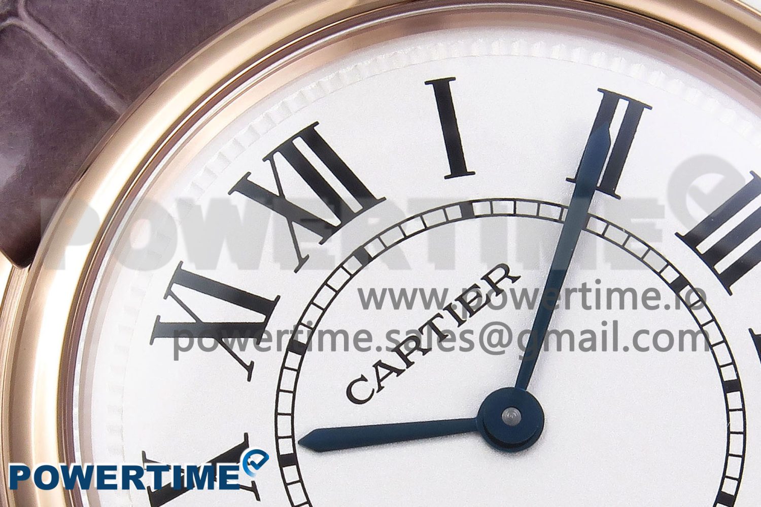 Ronde Louis Cartier 29mm RG DRF 1:1 Best Edition Sandblasted Beige Dial on Purple Leather Strap Ronda Quartz - Image 4