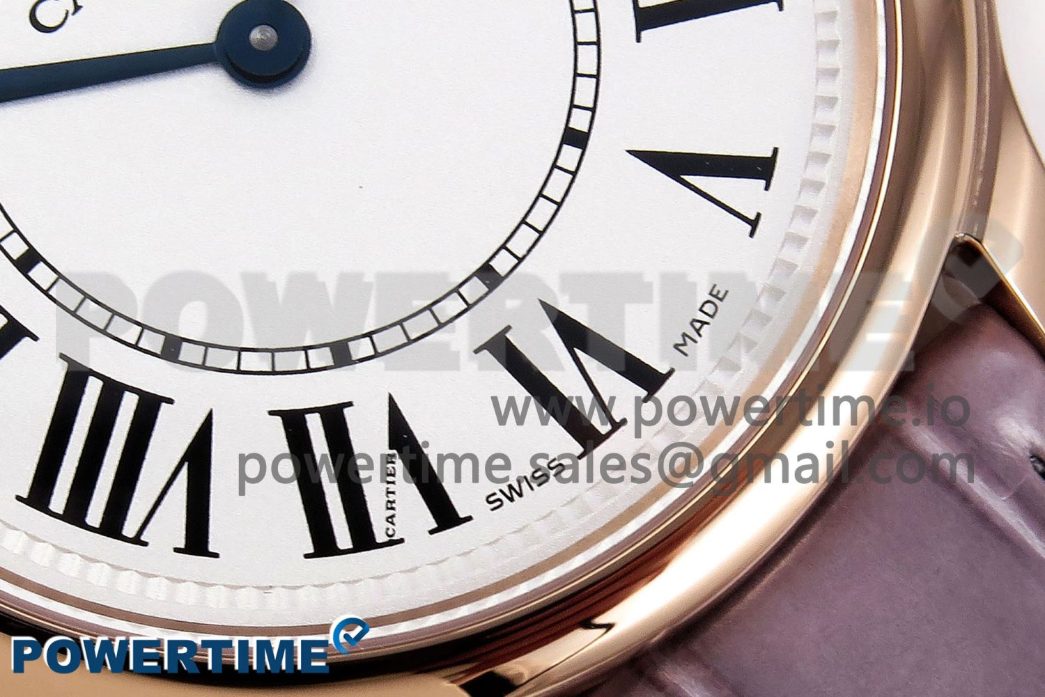 Ronde Louis Cartier 29mm RG DRF 1:1 Best Edition Sandblasted Beige Dial on Purple Leather Strap Ronda Quartz - Image 5