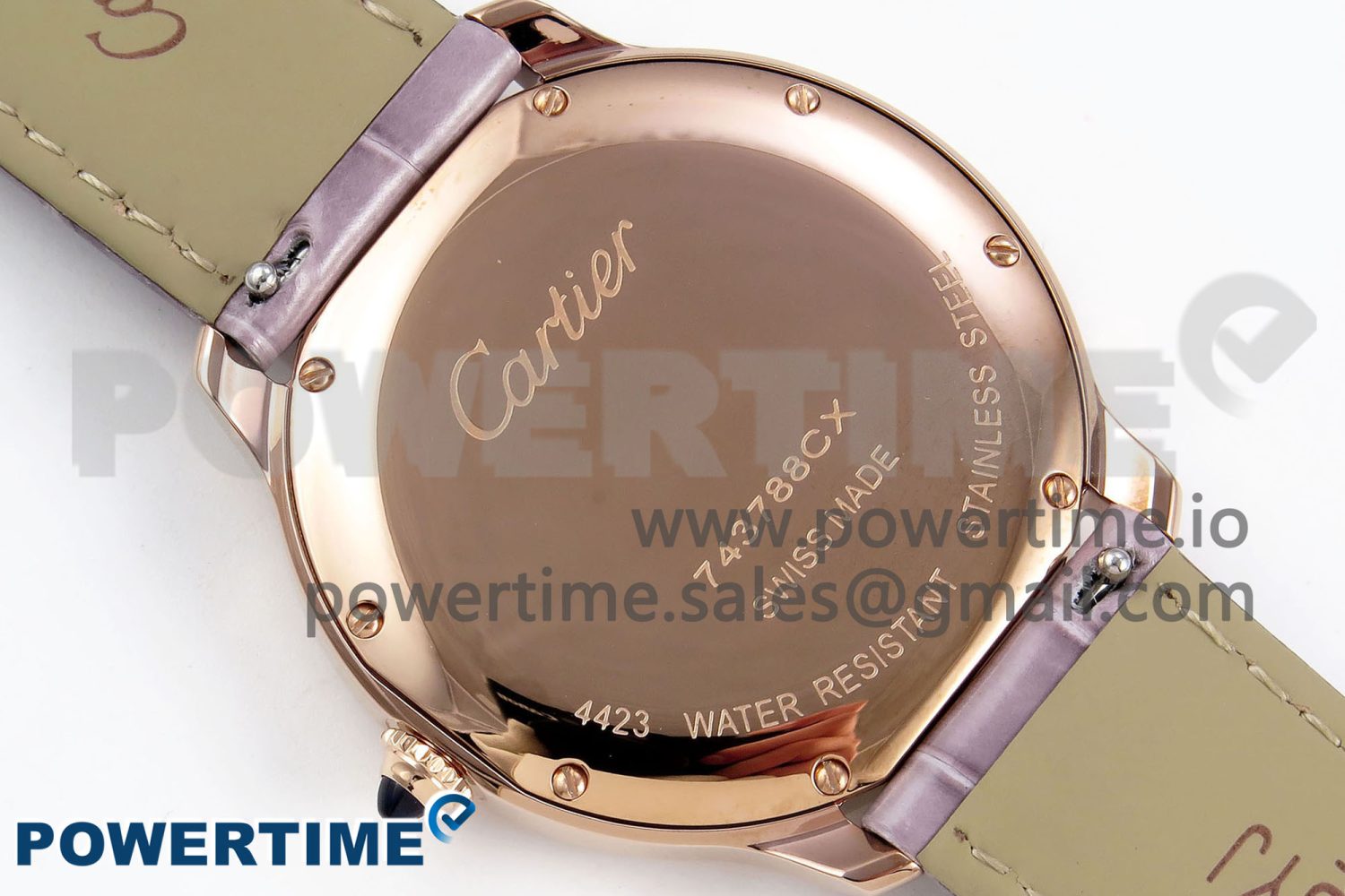 Ronde Louis Cartier 29mm RG DRF 1:1 Best Edition Sandblasted Beige Dial on Purple Leather Strap Ronda Quartz - Image 8