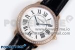 Ronde Louis Cartier 36mm RG DRF 1:1 Best Edition Sandblasted Beige Dial Diamonds Bezel on Black Leather Strap Ronda Quartz - Image 2