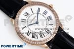 Ronde Louis Cartier 36mm RG DRF 1:1 Best Edition Sandblasted Beige Dial Diamonds Bezel on Black Leather Strap Ronda Quartz - Image 3