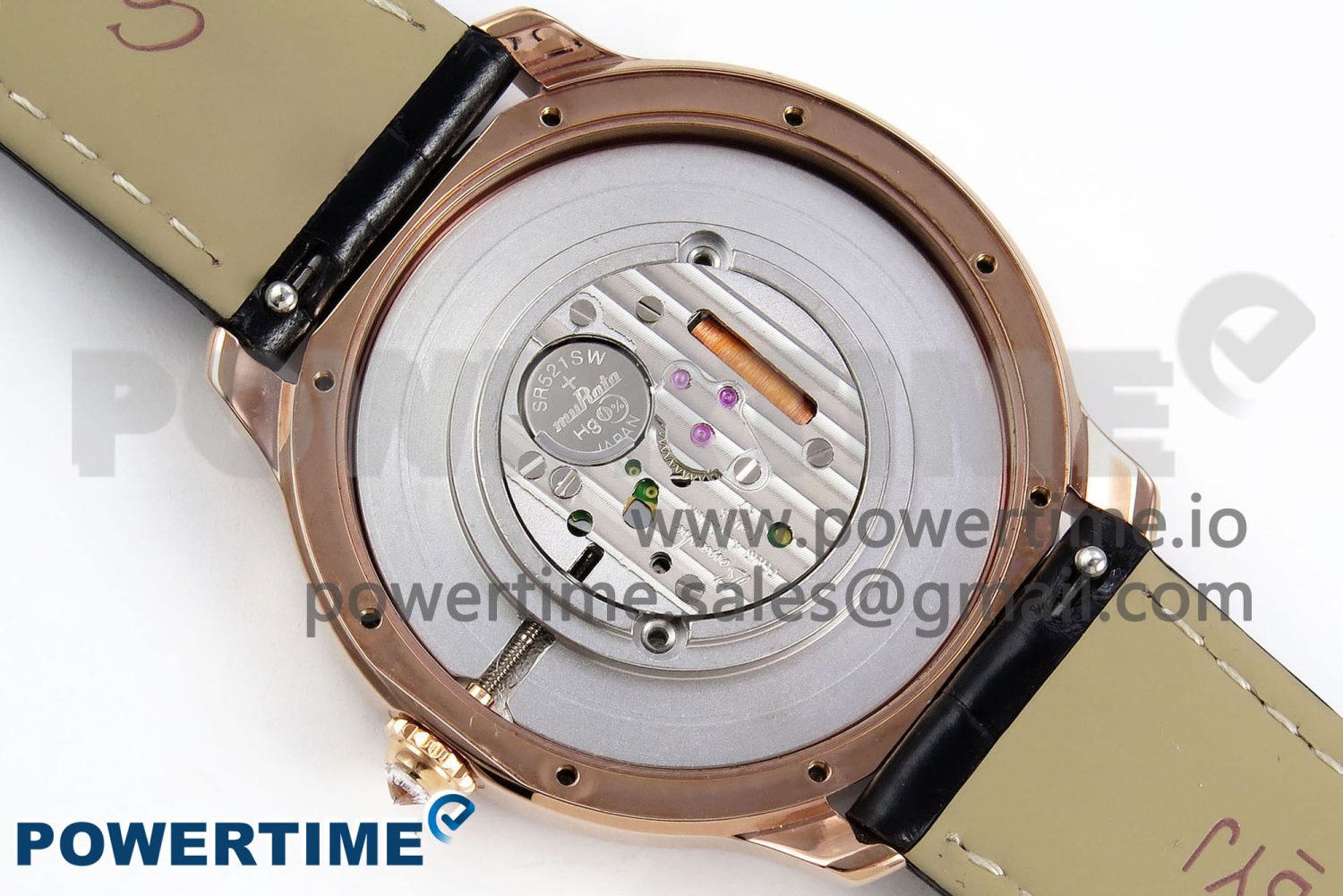 Ronde Louis Cartier 36mm RG DRF 1:1 Best Edition Sandblasted Beige Dial Diamonds Bezel on Black Leather Strap Ronda Quartz - Image 9
