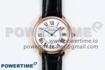 Ronde De Cartier 36mm RG DRF 1:1 Best Edition Sandblasted Silver-Plated White Dial on Black Leather Strap Ronda Quartz
