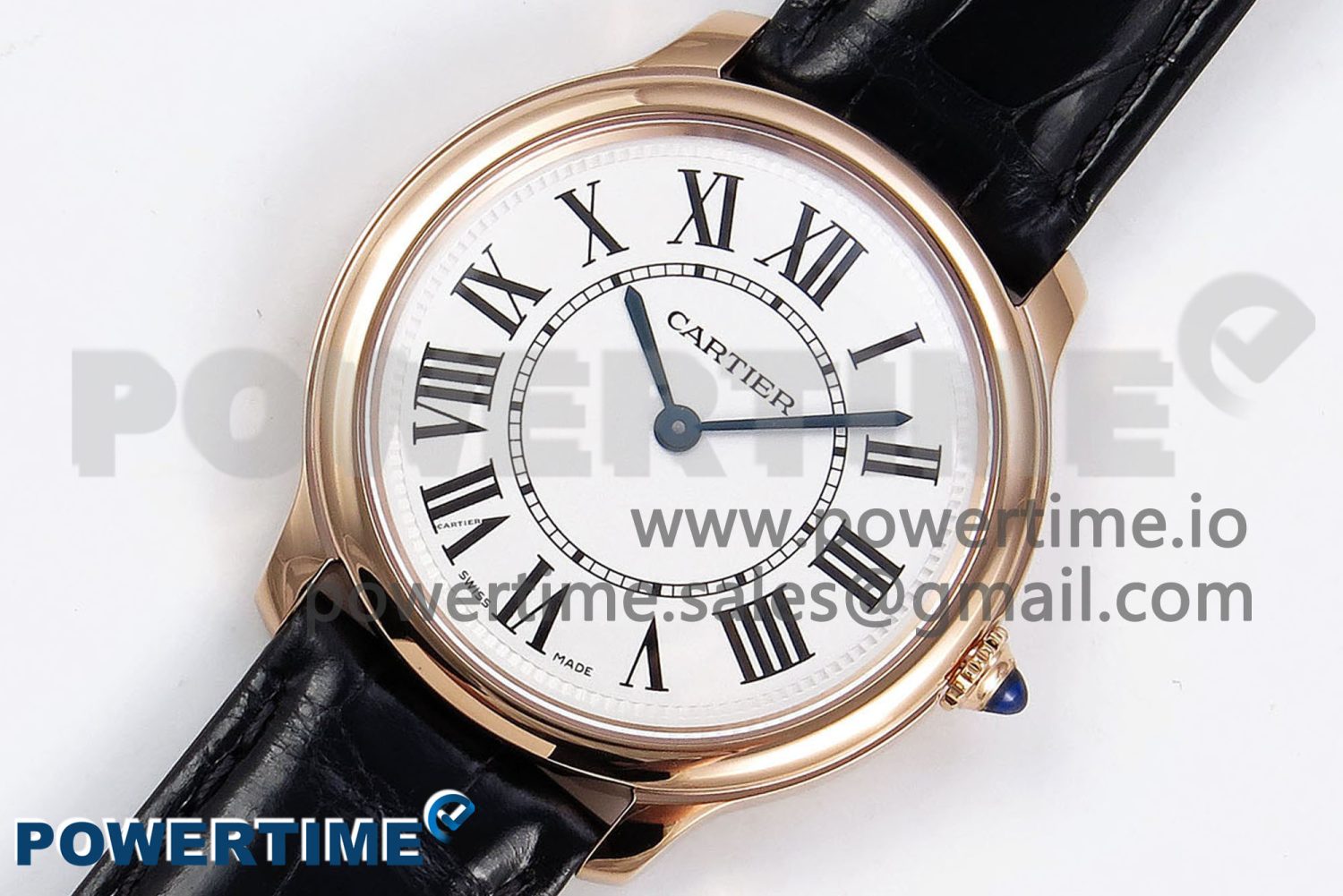 Ronde De Cartier 36mm RG DRF 1:1 Best Edition Sandblasted Silver-Plated White Dial on Black Leather Strap Ronda Quartz - Image 2
