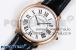 Ronde De Cartier 36mm RG DRF 1:1 Best Edition Sandblasted Silver-Plated White Dial on Black Leather Strap Ronda Quartz - Image 2