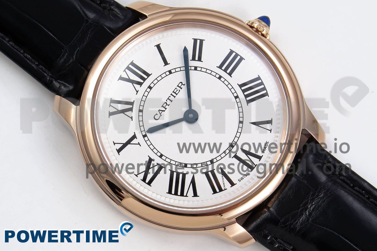 Ronde De Cartier 36mm RG DRF 1:1 Best Edition Sandblasted Silver-Plated White Dial on Black Leather Strap Ronda Quartz - Image 3