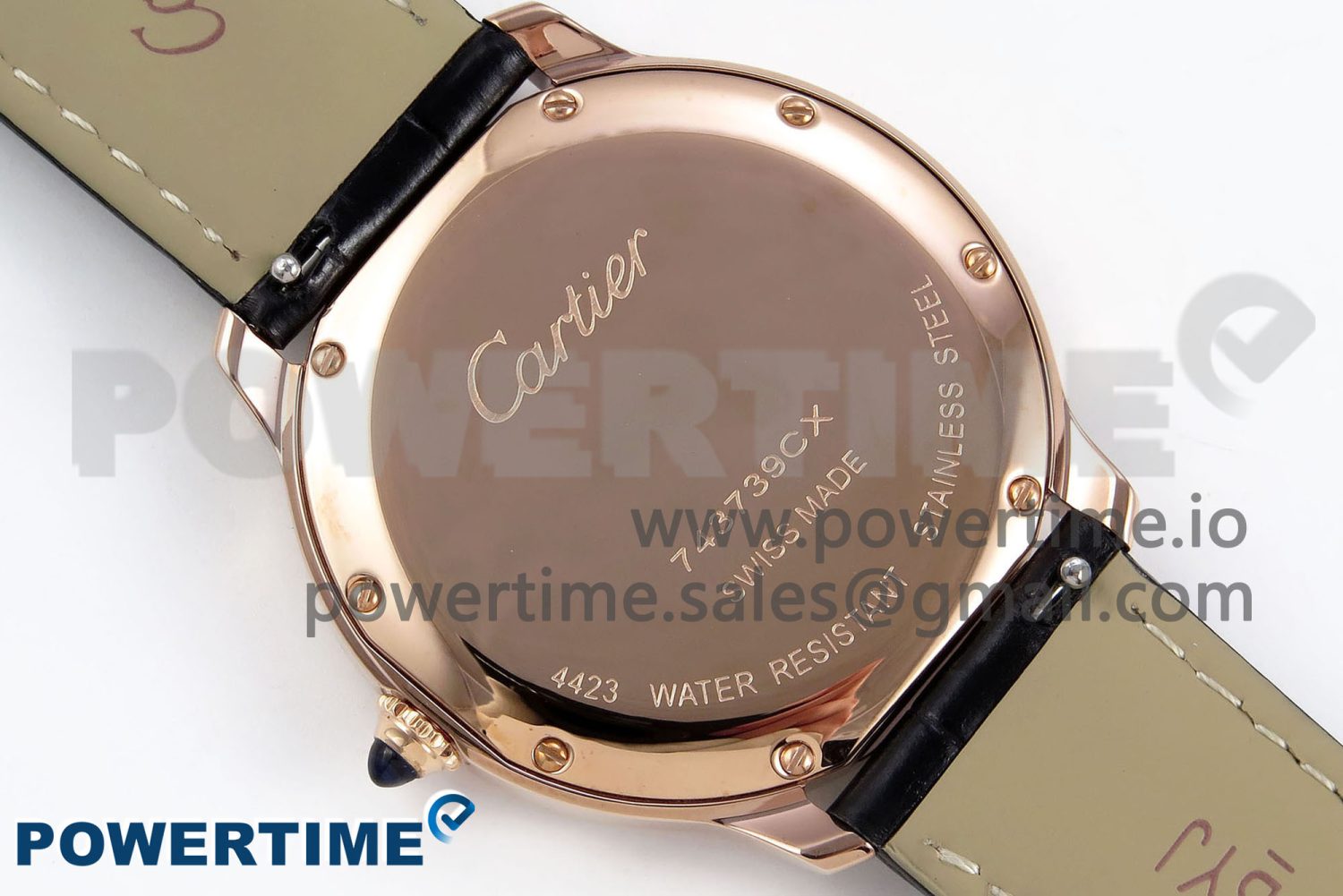 Ronde De Cartier 36mm RG DRF 1:1 Best Edition Sandblasted Silver-Plated White Dial on Black Leather Strap Ronda Quartz - Image 8