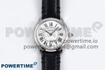 Ronde De Cartier 29mm DRF 1:1 Best Edition Sandblasted Silver-Plated White Dial on Black Leather Strap Ronda Quartz