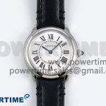 Ronde De Cartier 29mm DRF 1:1 Best Edition Sandblasted Silver-Plated White Dial on Black Leather Strap Ronda Quartz