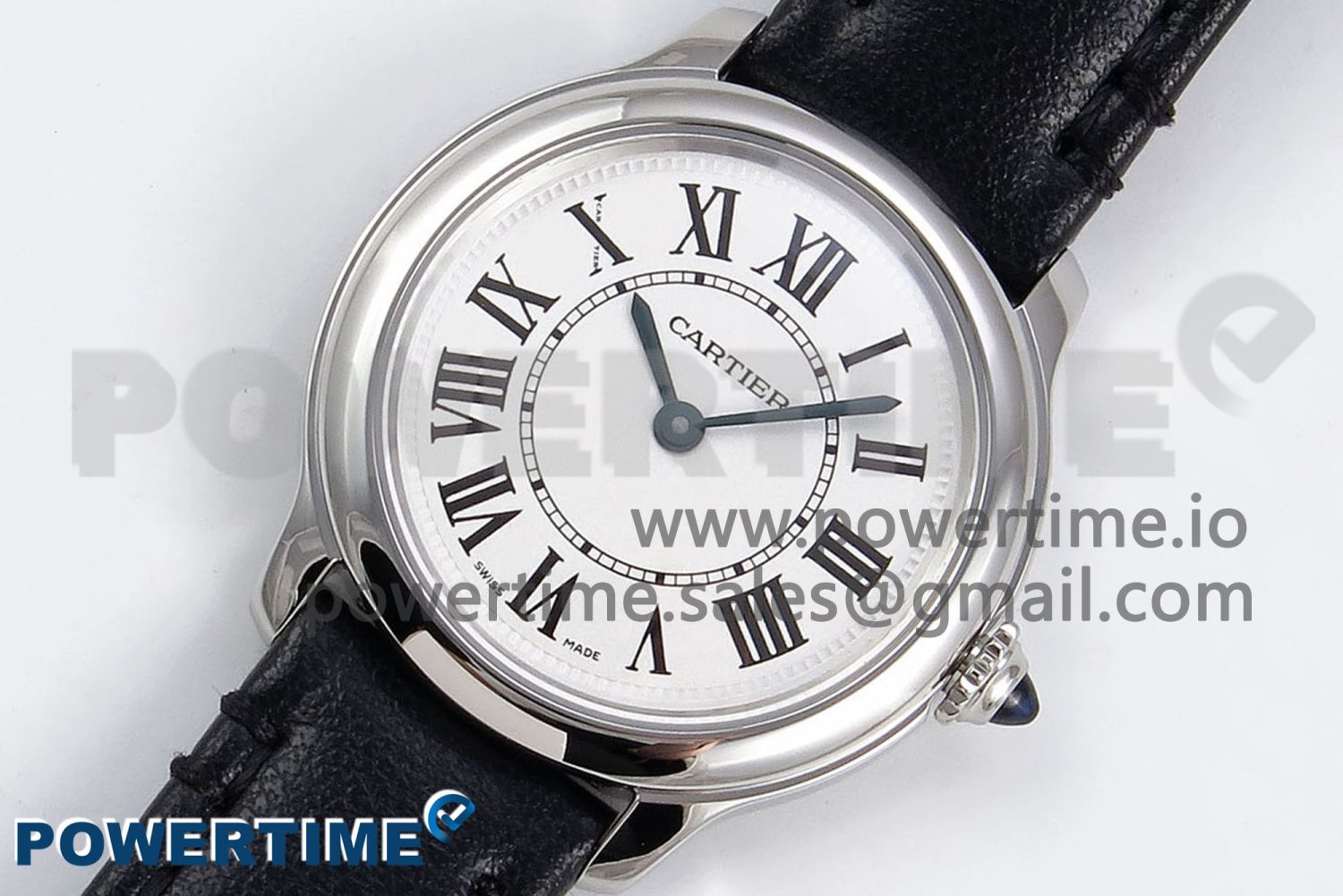 Ronde De Cartier 29mm DRF 1:1 Best Edition Sandblasted Silver-Plated White Dial on Black Leather Strap Ronda Quartz - Image 2