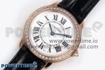 Ronde Louis Cartier 29mm RG DRF 1:1 Best Edition Sandblasted Beige Dial Diamonds Bezel on Black Leather Strap Ronda Quartz - Image 2