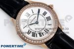 Ronde Louis Cartier 29mm RG DRF 1:1 Best Edition Sandblasted Beige Dial Diamonds Bezel on Black Leather Strap Ronda Quartz - Image 3