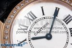Ronde Louis Cartier 29mm RG DRF 1:1 Best Edition Sandblasted Beige Dial Diamonds Bezel on Black Leather Strap Ronda Quartz - Image 4
