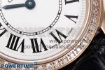 Ronde Louis Cartier 29mm RG DRF 1:1 Best Edition Sandblasted Beige Dial Diamonds Bezel on Black Leather Strap Ronda Quartz - Image 5