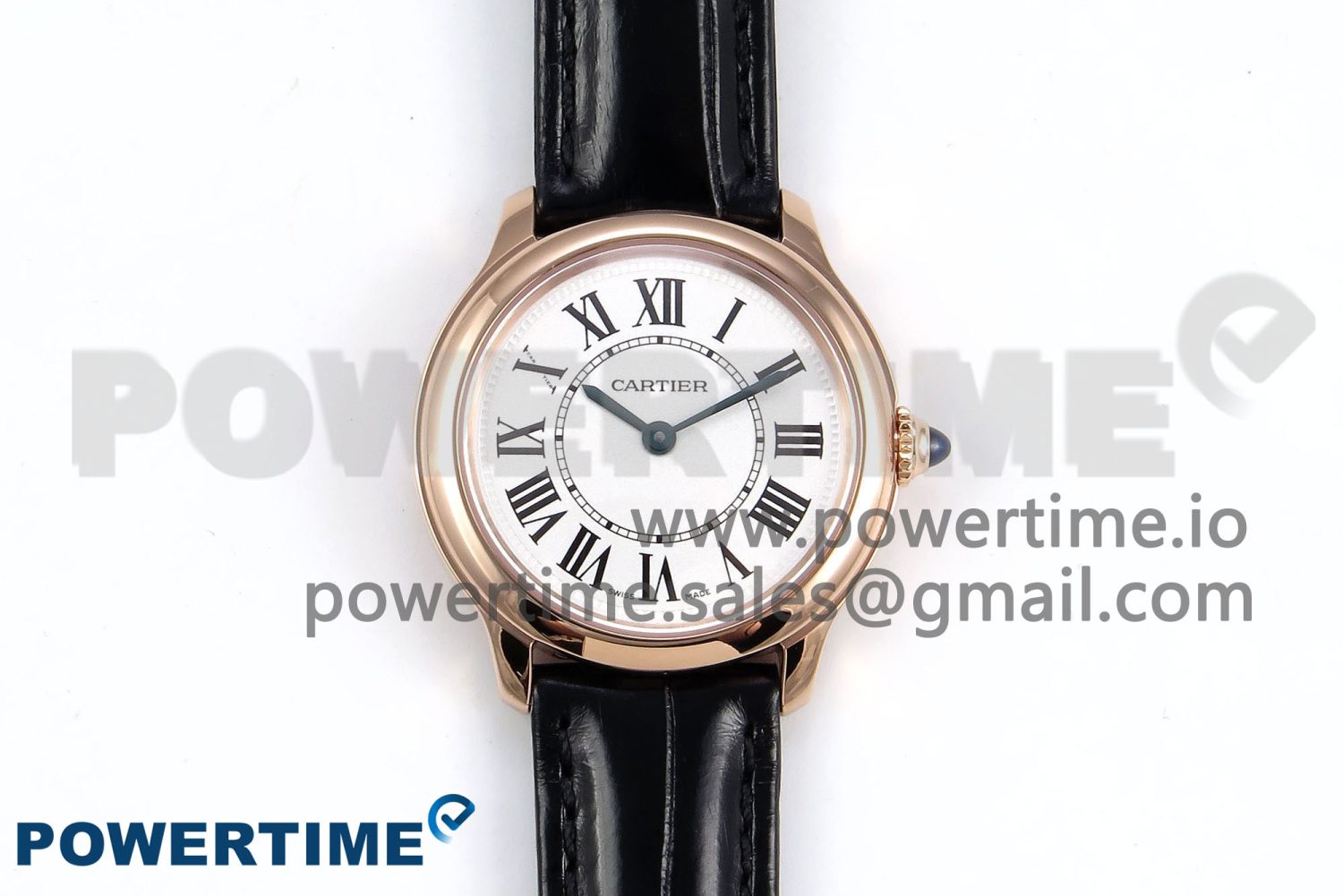 Ronde De Cartier 29mm RG DRF 1:1 Best Edition Sandblasted Silver-Plated White Dial on Black Leather Strap Ronda Quartz - Image 1