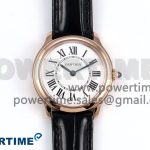 Ronde De Cartier 29mm RG DRF 1:1 Best Edition Sandblasted Silver-Plated White Dial on Black Leather Strap Ronda Quartz