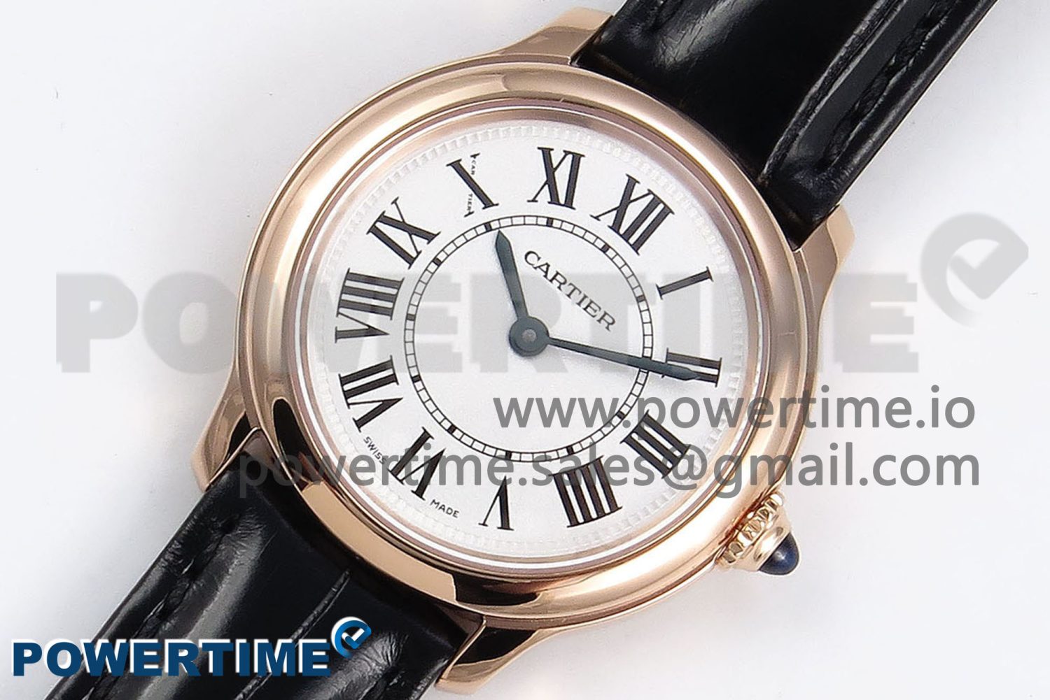 Ronde De Cartier 29mm RG DRF 1:1 Best Edition Sandblasted Silver-Plated White Dial on Black Leather Strap Ronda Quartz - Image 4