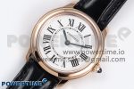 Ronde De Cartier 29mm RG DRF 1:1 Best Edition Sandblasted Silver-Plated White Dial on Black Leather Strap Ronda Quartz - Image 4