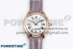Ronde Louis Cartier 36mm RG DRF 1:1 Best Edition Sandblasted Beige Dial on Purple Leather Strap Ronda Quartz
