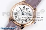 Ronde Louis Cartier 36mm RG DRF 1:1 Best Edition Sandblasted Beige Dial on Purple Leather Strap Ronda Quartz - Image 2