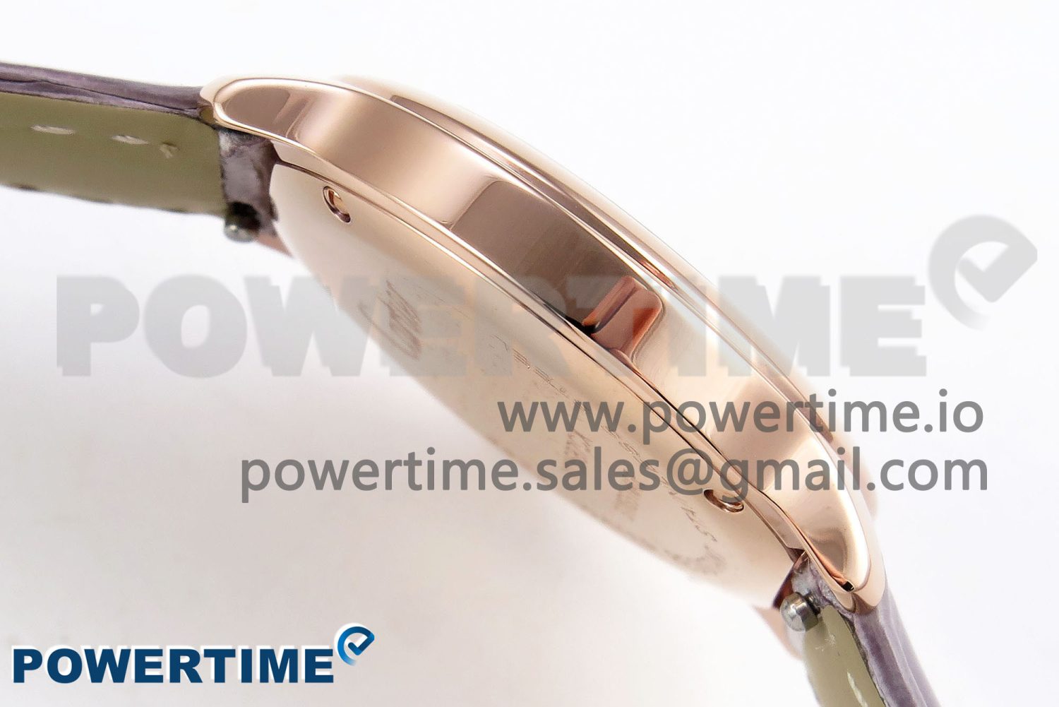 Ronde Louis Cartier 36mm RG DRF 1:1 Best Edition Sandblasted Beige Dial on Purple Leather Strap Ronda Quartz - Image 7