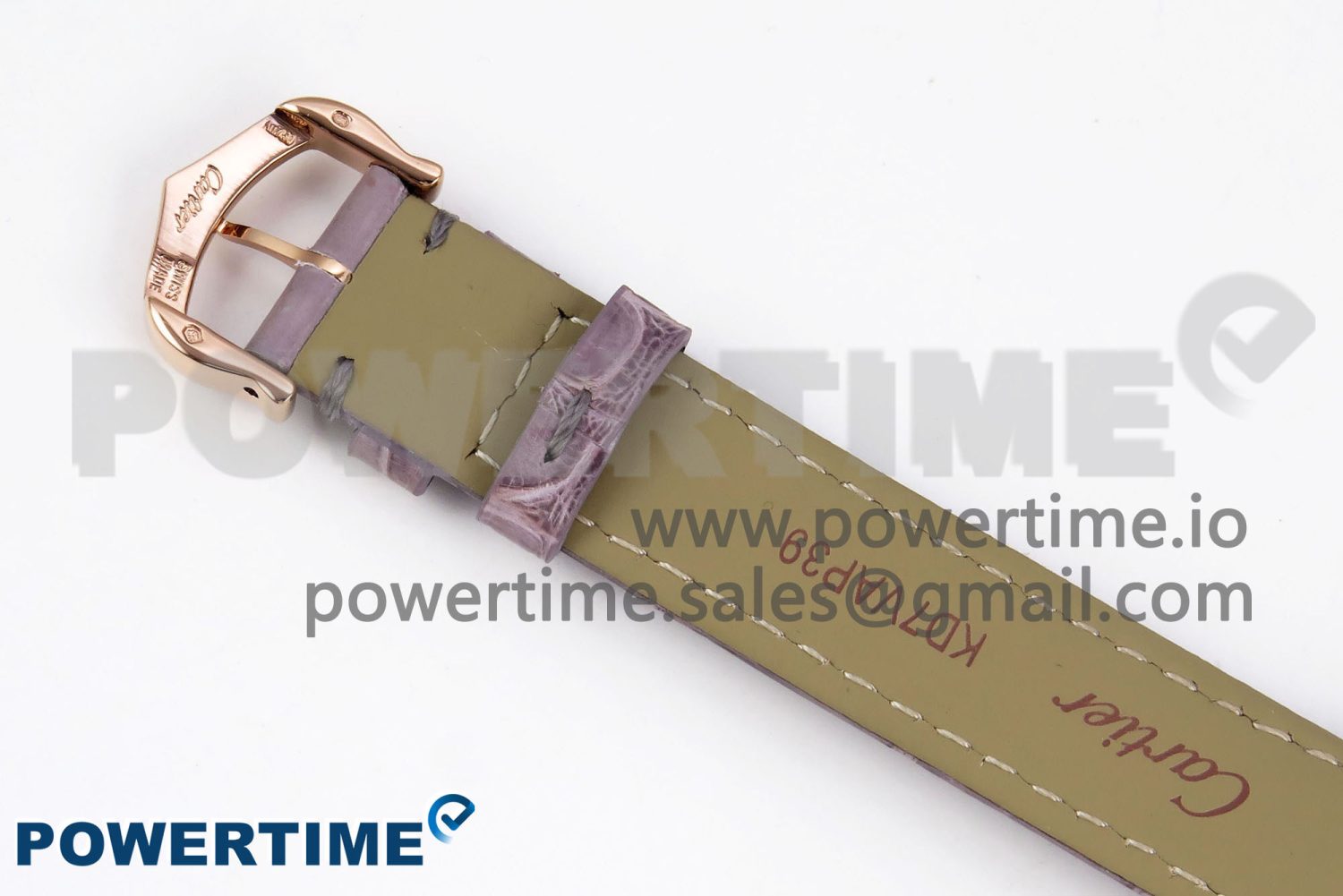 Ronde Louis Cartier 36mm RG DRF 1:1 Best Edition Sandblasted Beige Dial on Purple Leather Strap Ronda Quartz - Image 12