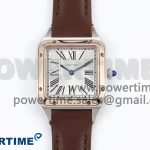 Santos Dumont 27.5mm SS/RG AF 1:1 Best Edition Silver Dial on Brown Leather Strap A157
