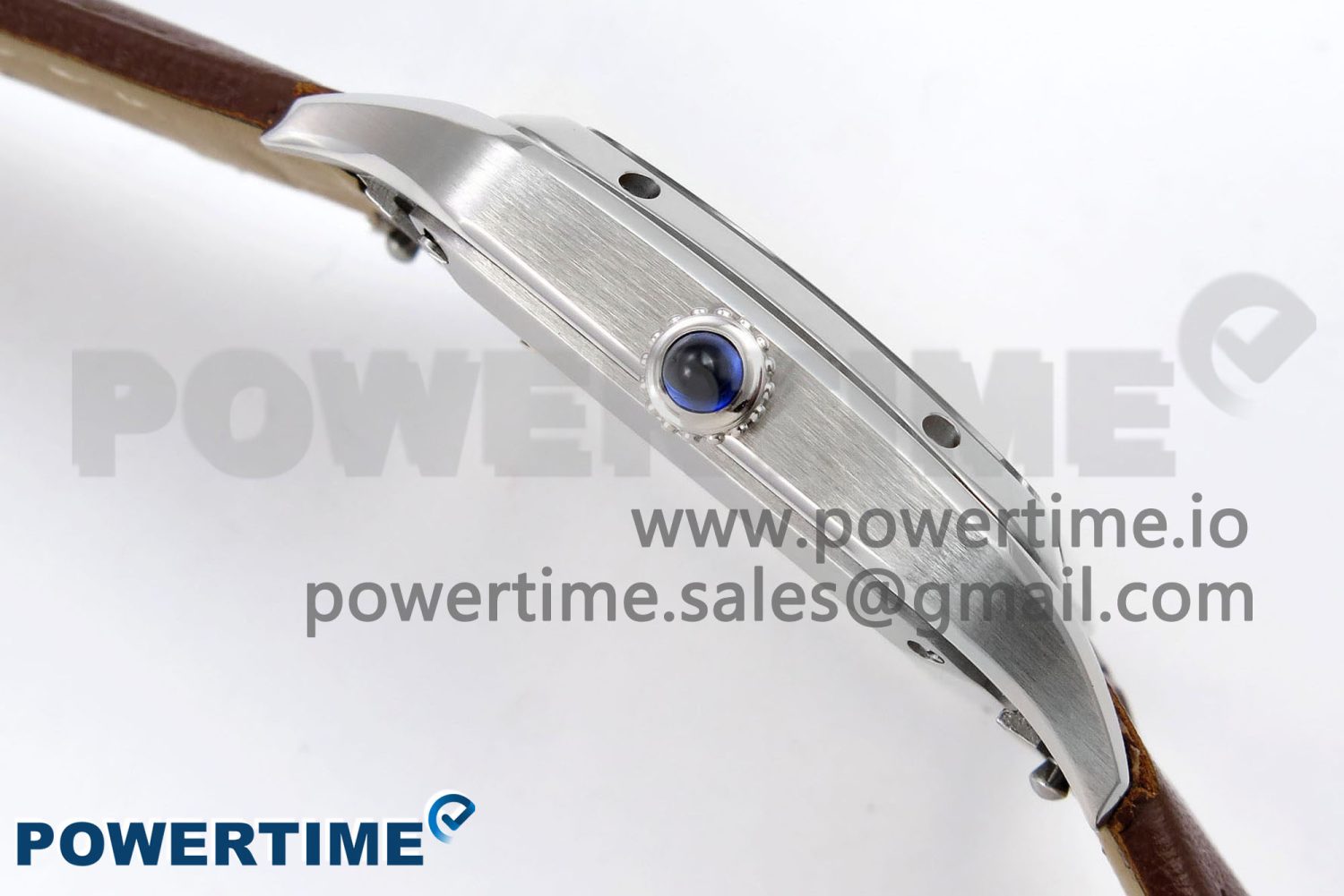 Santos Dumont 27.5mm SS AF 1:1 Best Edition Silver Dial on Brown Leather Strap A157 - Image 9