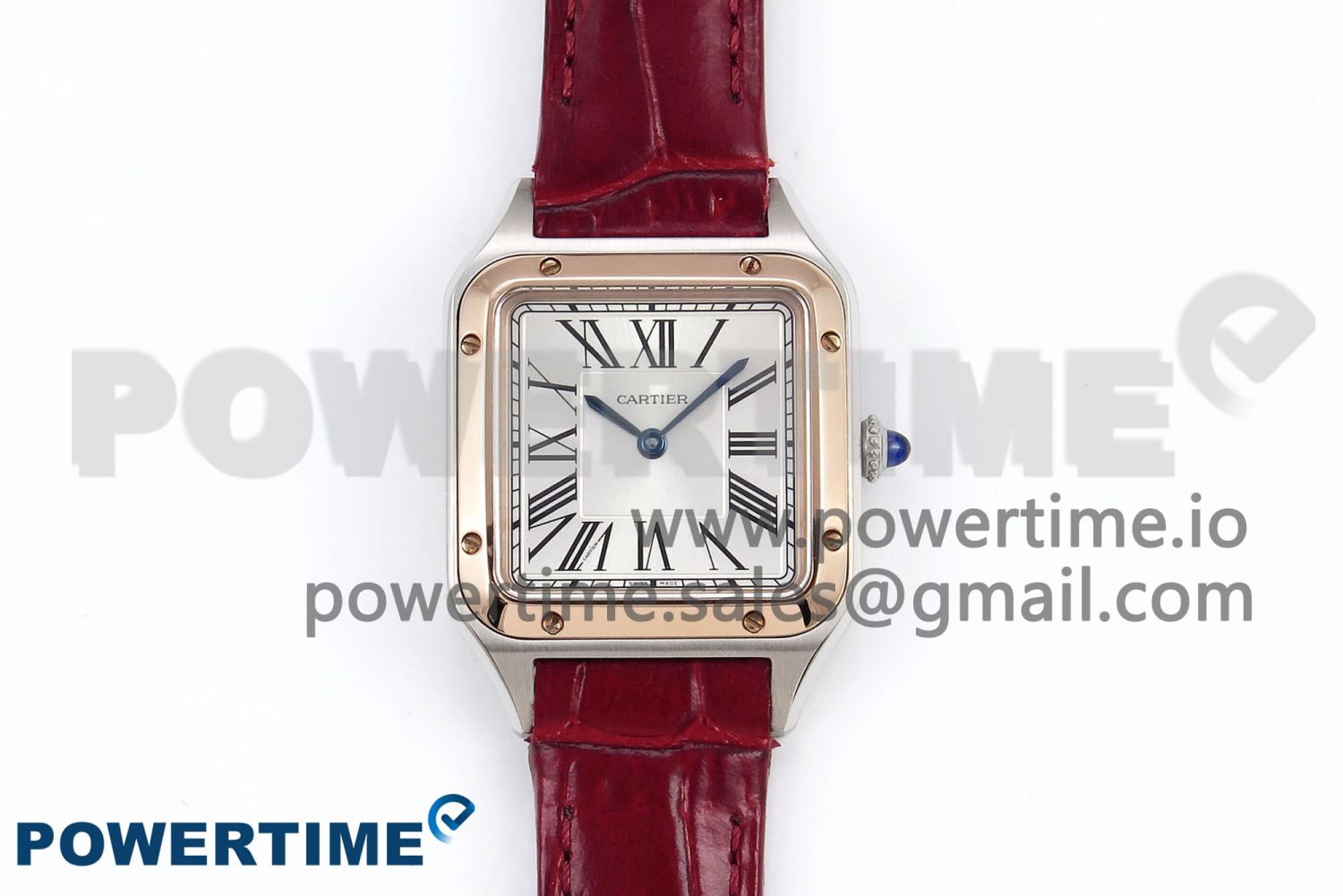Santos Dumont 27.5mm SS/RG AF 1:1 Best Edition Silver Dial on Red Croco Strap A157 - Image 1