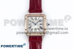 Santos Dumont 27.5mm SS/RG AF 1:1 Best Edition Silver Dial on Red Croco Strap A157