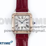 Santos Dumont 27.5mm SS/RG AF 1:1 Best Edition Silver Dial on Red Croco Strap A157