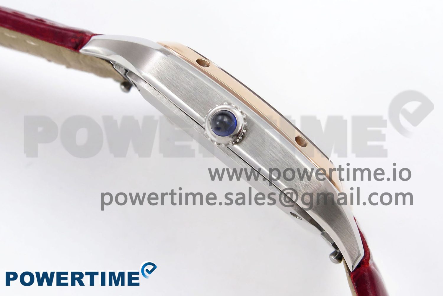 Santos Dumont 27.5mm SS AF 1:1 Best Edition Silver Dial on Red Croco Strap A157 - Image 6