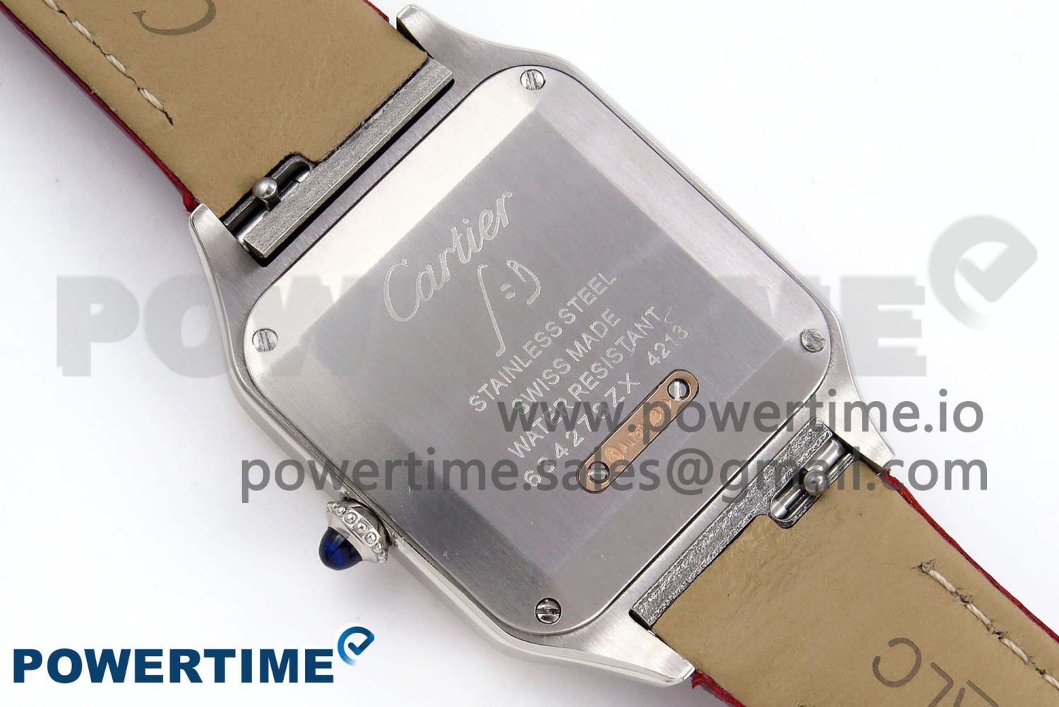 Santos Dumont 27.5mm SS/RG AF 1:1 Best Edition Silver Dial on Red Croco Strap A157 - Image 8
