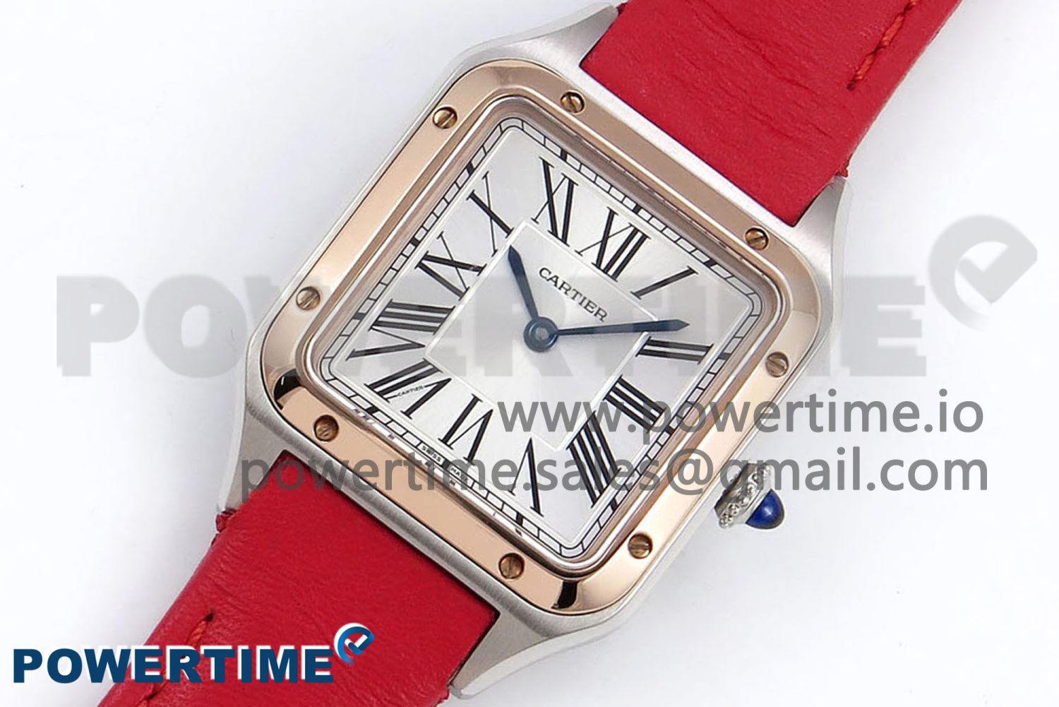 Santos Dumont 27.5mm SS/RG AF 1:1 Best Edition Silver Dial on Red Leather Strap A157 - Image 2