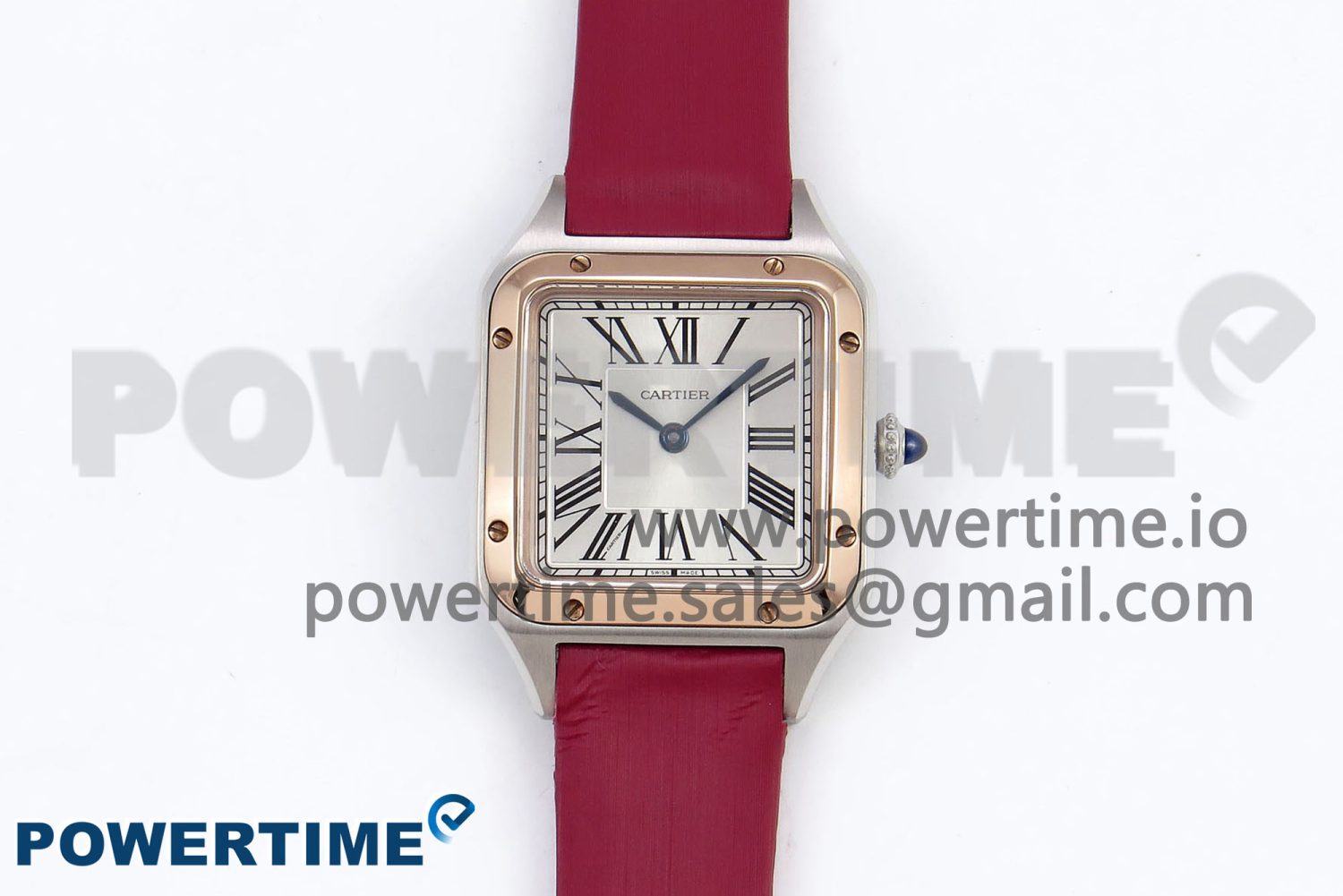 Santos Dumont 27.5mm SS/RG AF 1:1 Best Edition Silver Dial on Red Fabric Strap A157 - Image 1