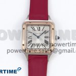 Santos Dumont 27.5mm SS/RG AF 1:1 Best Edition Silver Dial on Red Fabric Strap A157