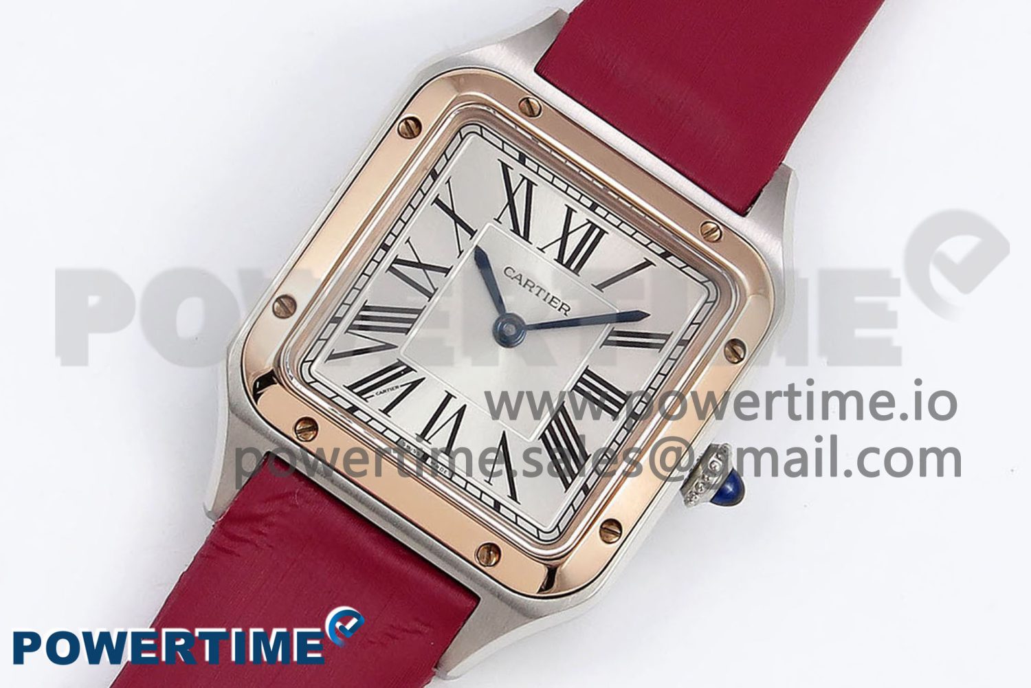 Santos Dumont 27.5mm SS/RG AF 1:1 Best Edition Silver Dial on Red Fabric Strap A157 - Image 2