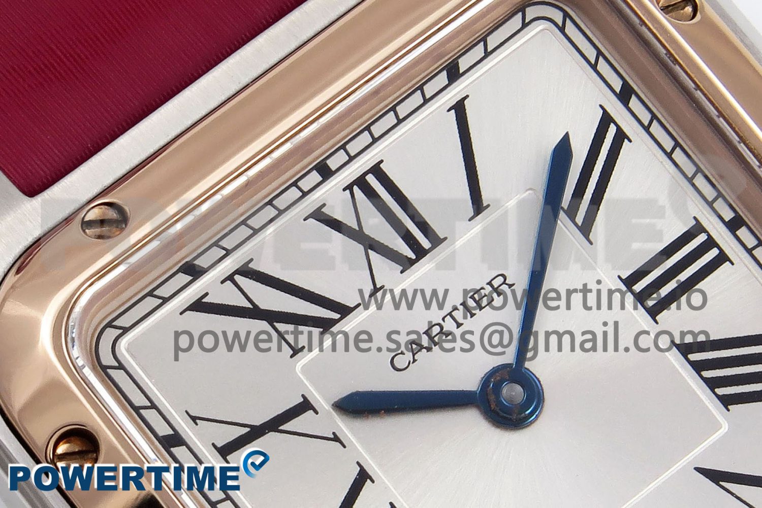 Santos Dumont 27.5mm SS/RG AF 1:1 Best Edition Silver Dial on Red Fabric Strap A157 - Image 4