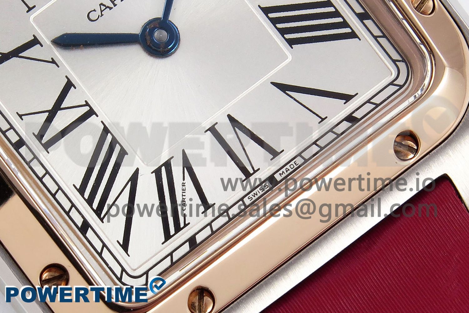 Santos Dumont 27.5mm SS/RG AF 1:1 Best Edition Silver Dial on Red Fabric Strap A157 - Image 5