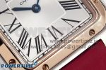 Santos Dumont 27.5mm SS/RG AF 1:1 Best Edition Silver Dial on Red Fabric Strap A157 - Image 5
