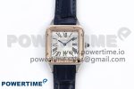 Santos Dumont 27.5mm SS/RG AF 1:1 Best Edition Silver Dial on Blue Croco Strap A157
