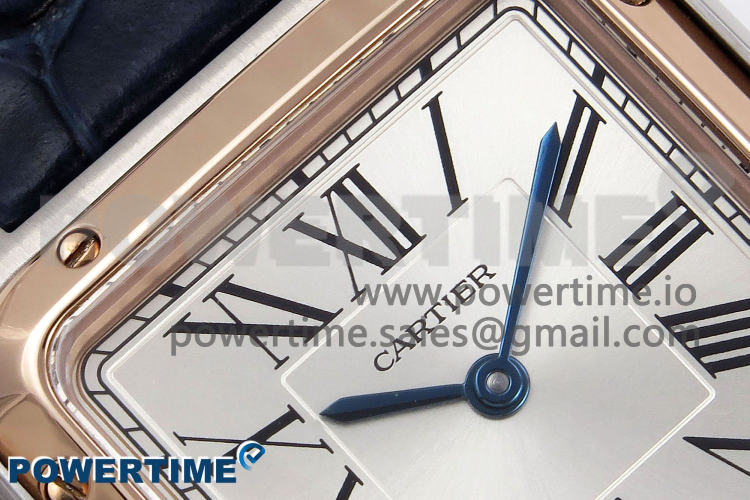 Santos Dumont 27.5mm SS/RG AF 1:1 Best Edition Silver Dial on Blue Croco Strap A157 - Image 4