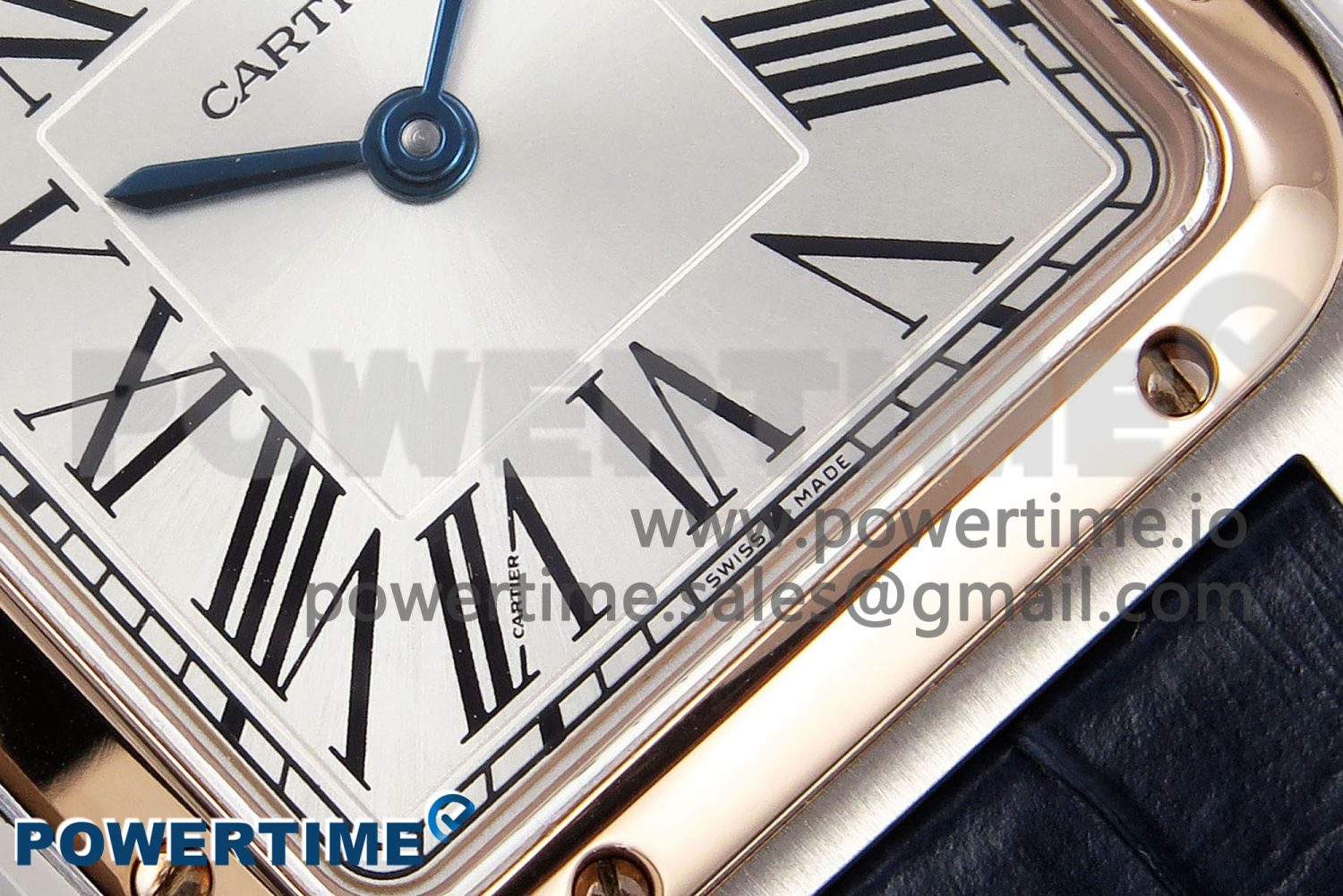 Santos Dumont 27.5mm SS/RG AF 1:1 Best Edition Silver Dial on Blue Croco Strap A157 - Image 5